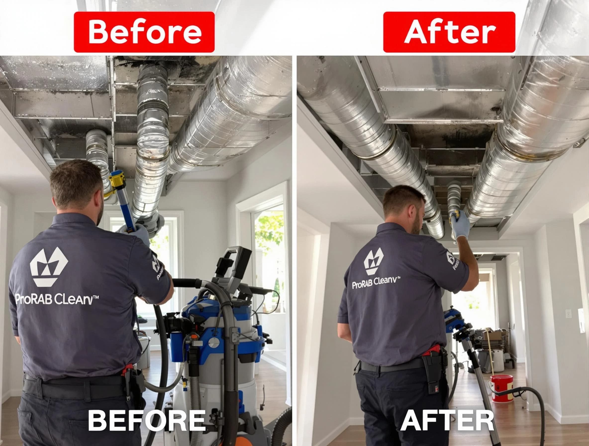 Milford Air Duct Cleaning expert performing thorough residential duct cleaning in a Milford home