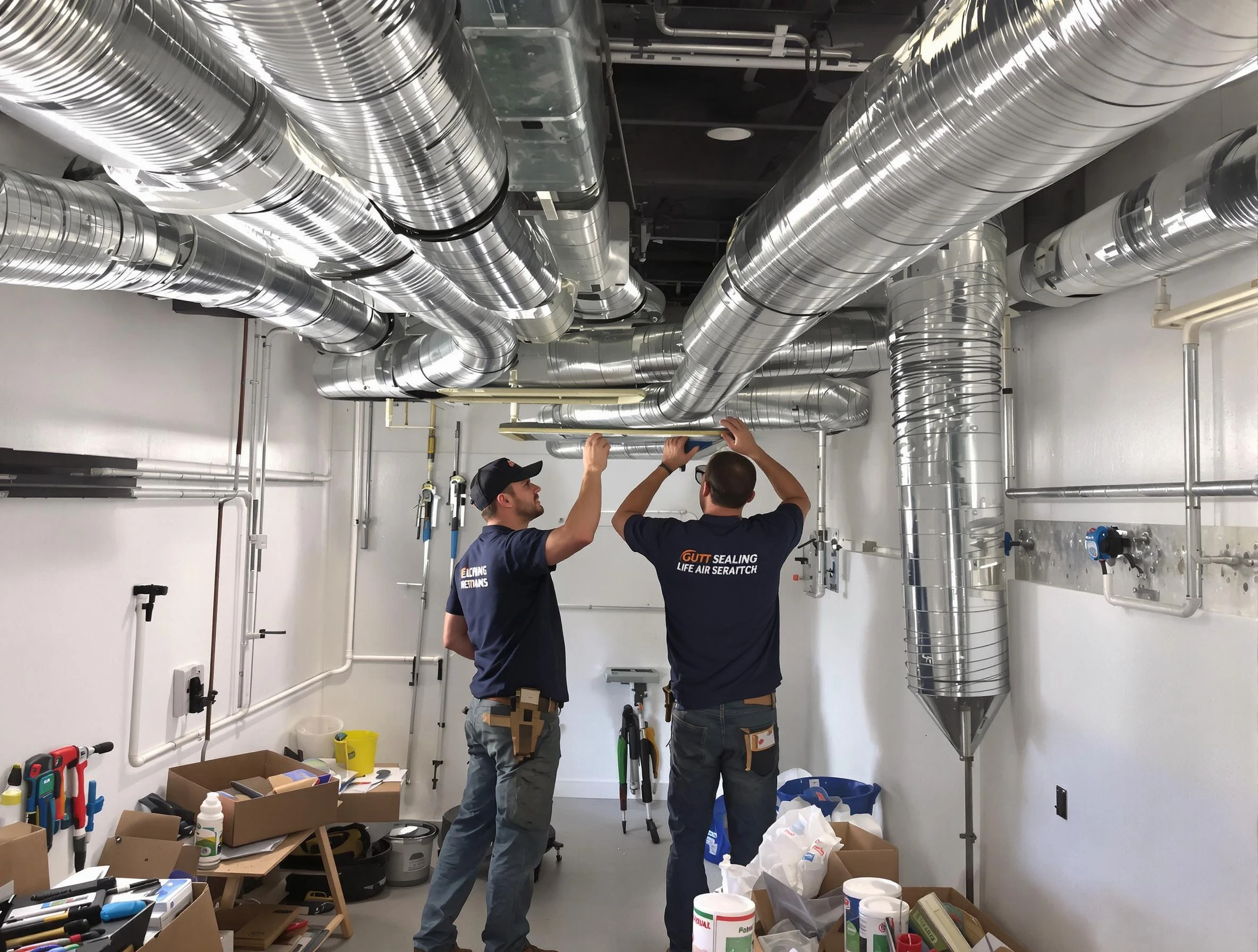 Milford Air Duct Cleaning technician applying professional duct sealing solutions in Milford
