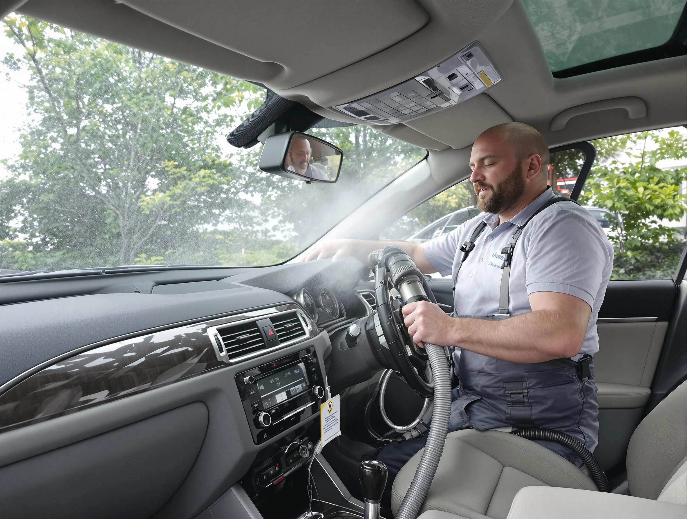 Milford Air Duct Cleaning specialist performing professional car duct cleaning in Milford