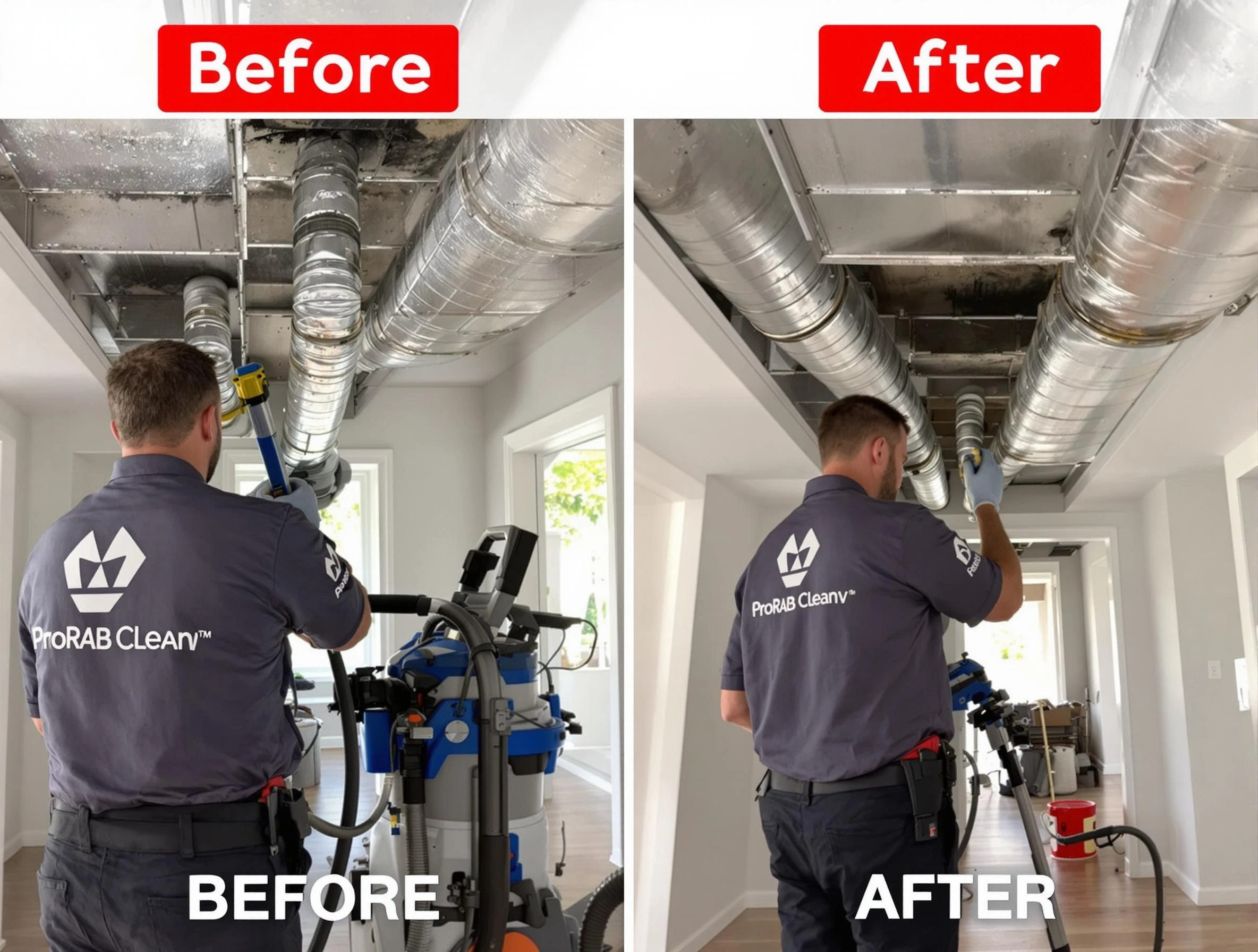 Milford Air Duct Cleaning expert performing thorough residential duct cleaning in a Milford home